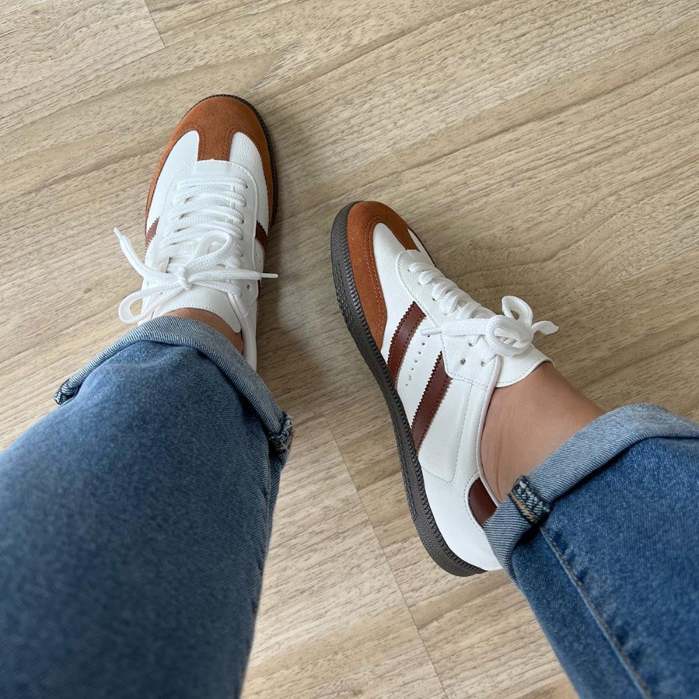 Tênis Flatform Manu Branco com Caramelo Branco 2