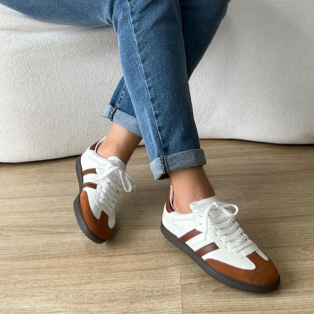 Tênis Flatform Manu Branco com Caramelo Branco 4