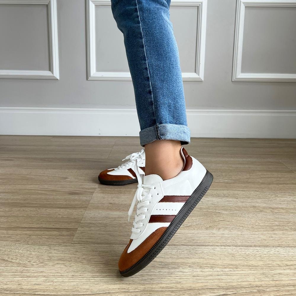 Tênis Flatform Manu Branco com Caramelo Branco 7
