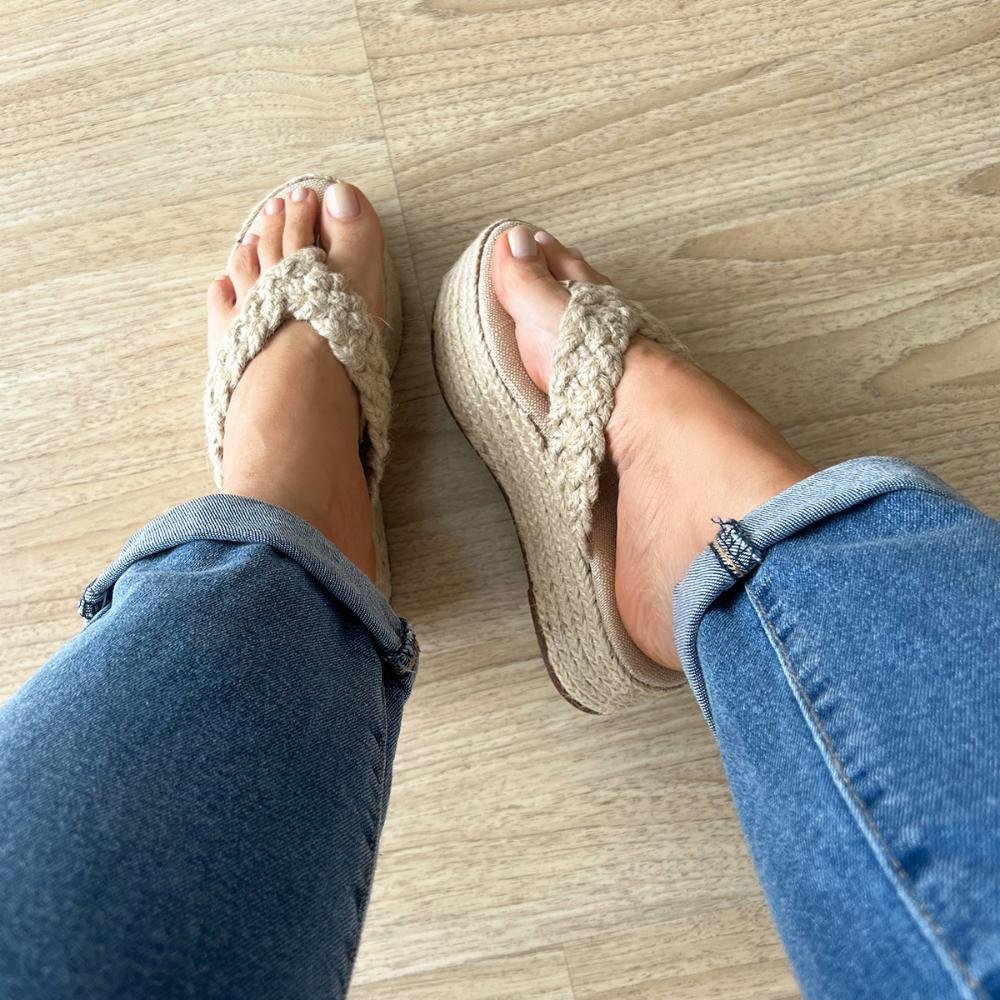 Sandália Tamanco Dedo Cordas Luna Bege Bege 2