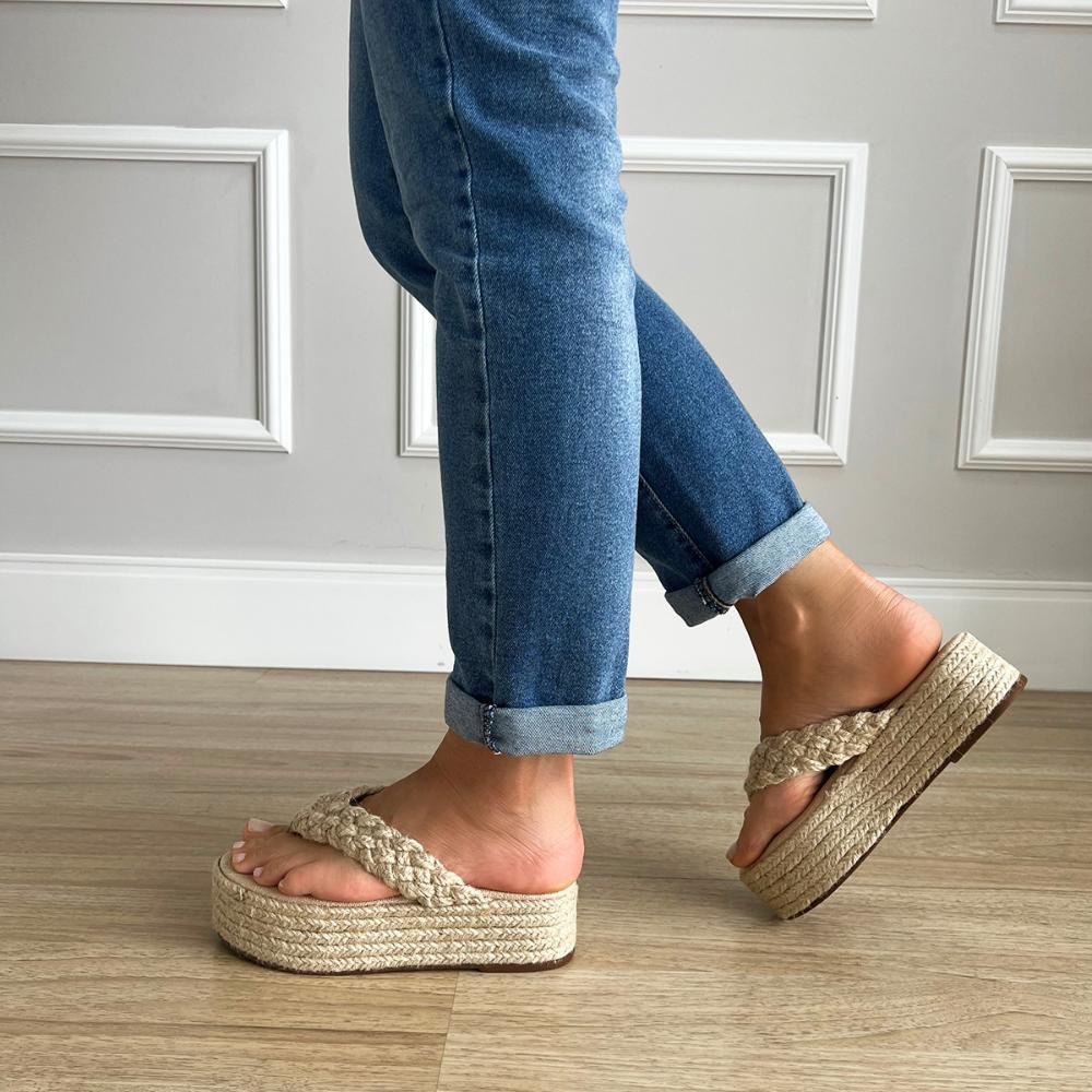 Sandália Tamanco Dedo Cordas Luna Bege Bege 5