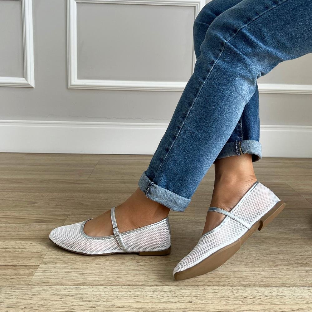 Sapatilha Helena Tela Prata 4