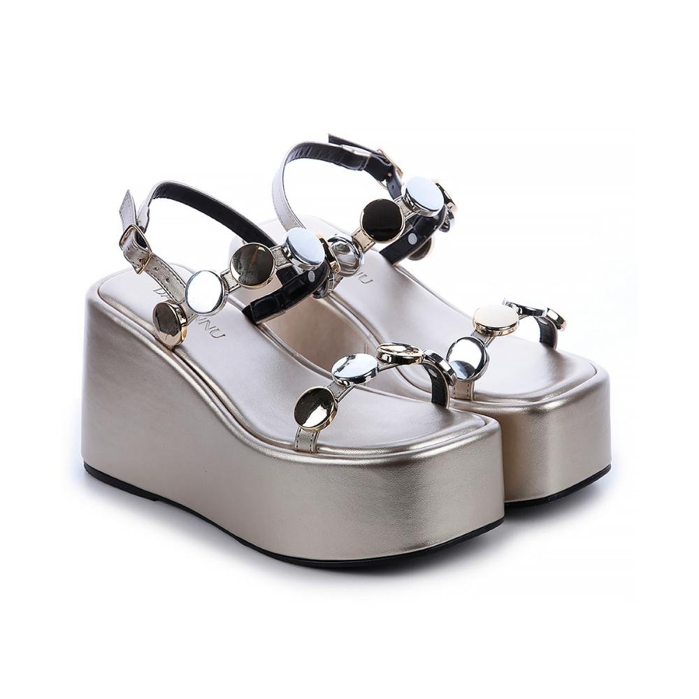 Sandália Plataforma Kaline Ouro Light Dourado 3