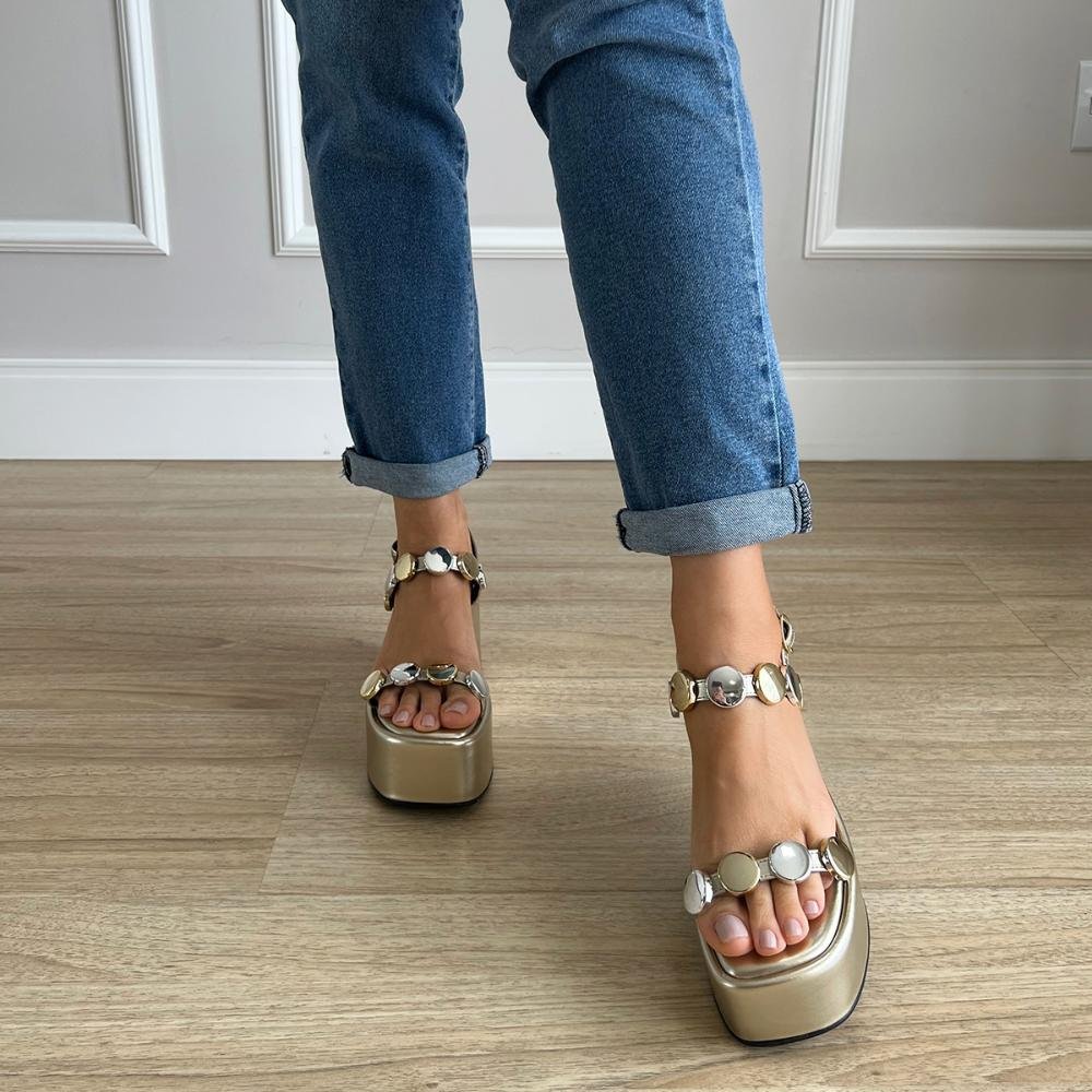 Sandália Plataforma Kaline Ouro Light Dourado 7