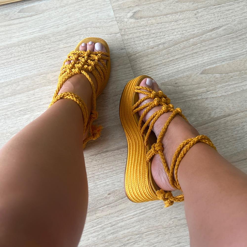 Sandália Plataforma de Cordas Brooke Mostarda Amarelo 2