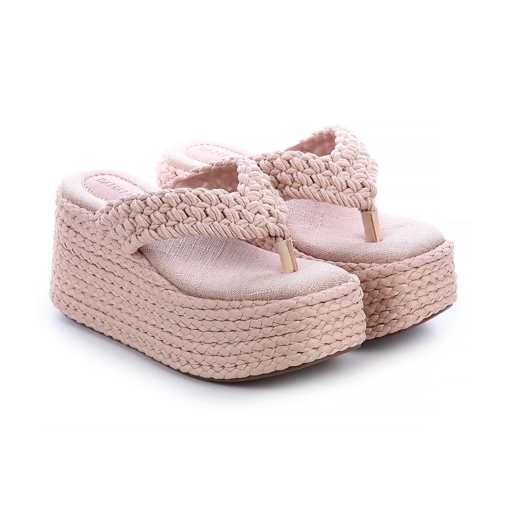 Tamanco Cordas Plataforma de Dedo Kelly Bege 3