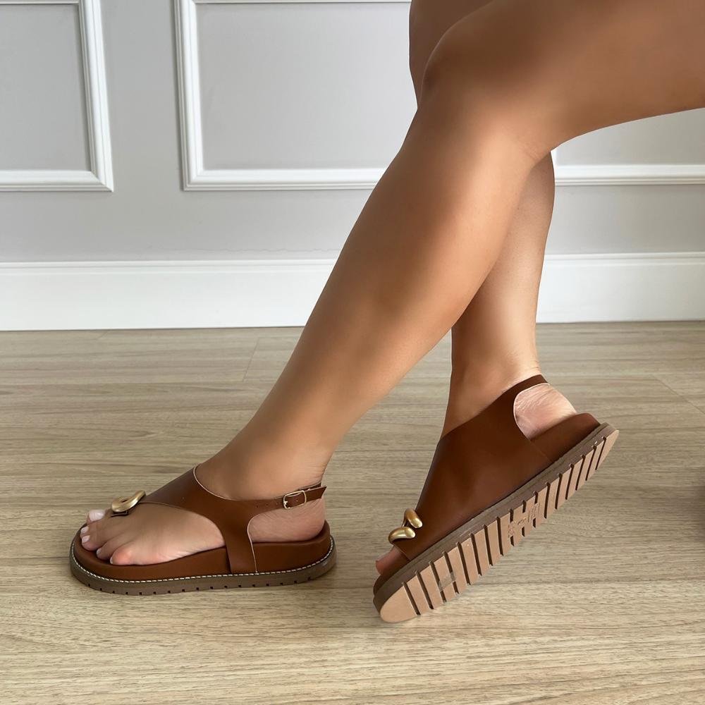 Sandália Papete Nikky Caramelo Marrom 5