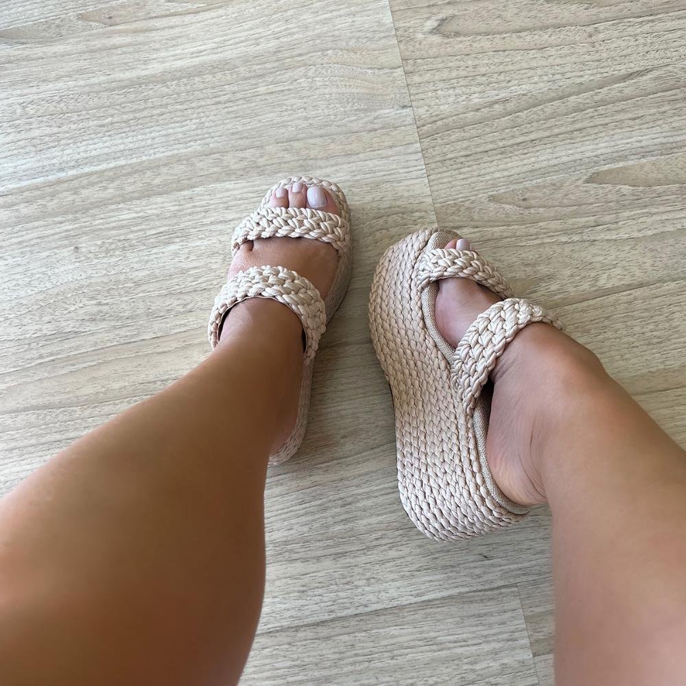 Sandália Tramada Karin Natural Bege 5