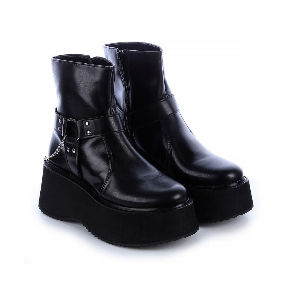 Bota Coturno Plataforma Lívia Preto Preto 3