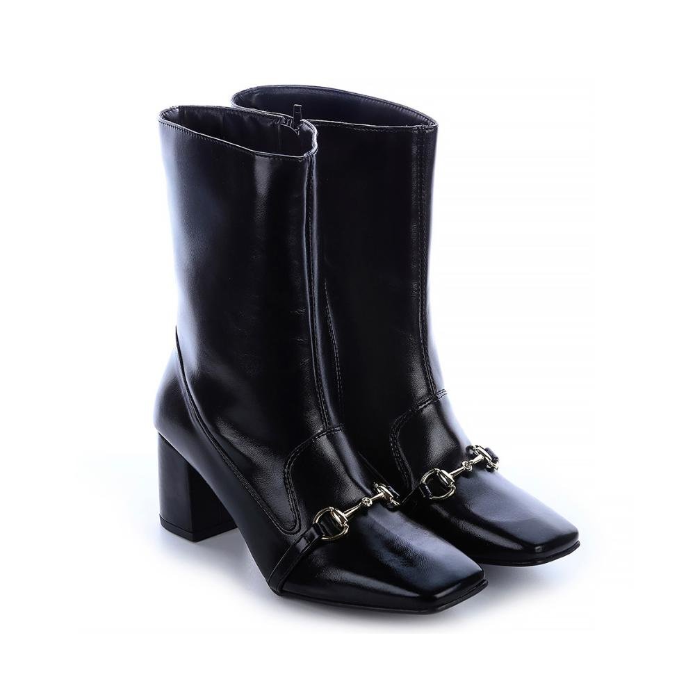 Bota Salto Bloco Megan Preto Preto 3