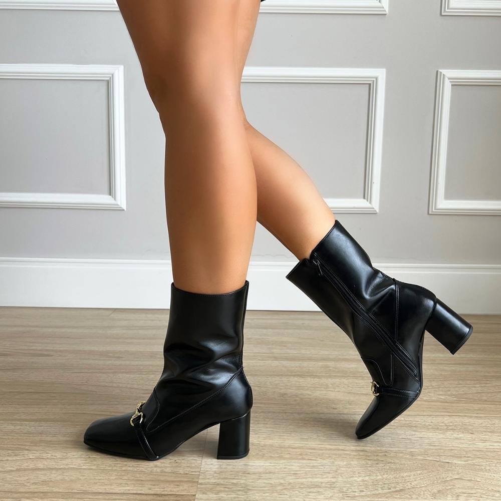 Bota Salto Bloco Megan Preto Preto 4