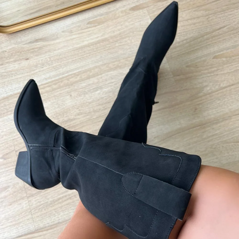 Bota Western Vivian Camurça Preto Preto 2