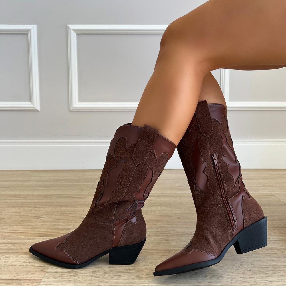 Bota Feminina Country Michelle Camurça Marrom Marrom 2
