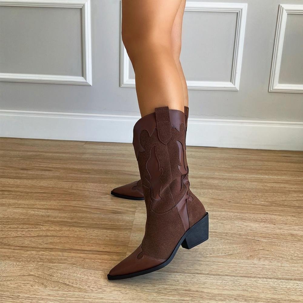 Bota Feminina Country Michelle Camurça Marrom Marrom 5