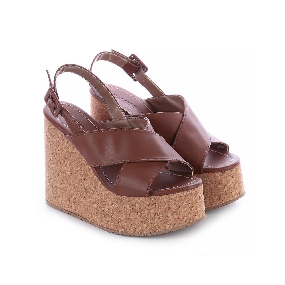 Sandália Plataforma Salto Cortiça Jana Caramelo Caramelo 3