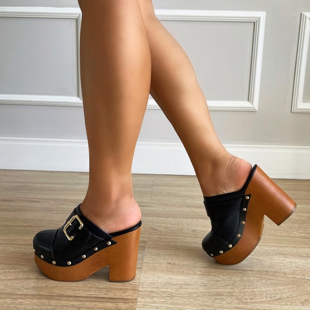 Tamanco Clog Katy Preto Preto 2