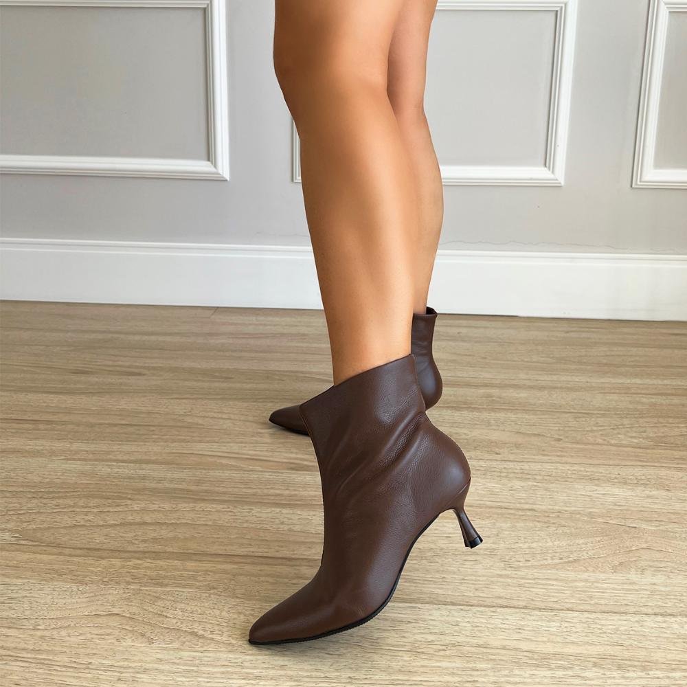 Bota de Couro Salto Taça Bella Marrom Marrom 5