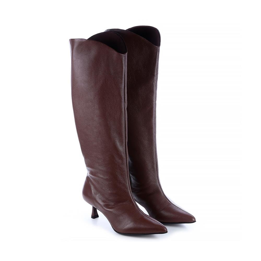 Bota de Couro Salto Taça Emily Marrom Marrom 3
