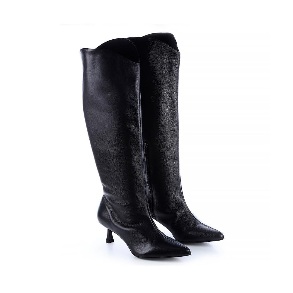 Bota de Couro Salto Taça Emily Preto Preto 3