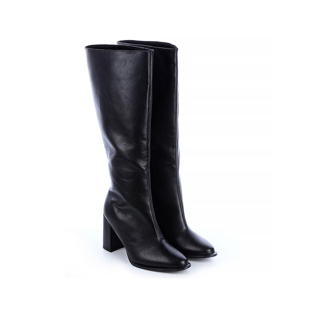 Bota Salto Bloco Cano Alto Claire Preto Preto 3