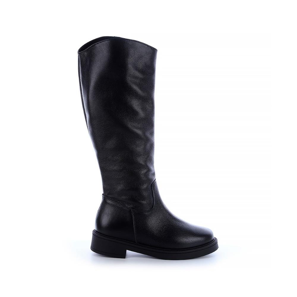 Bota Coturno de Couro Helo Cano Alto Preto Preto 1