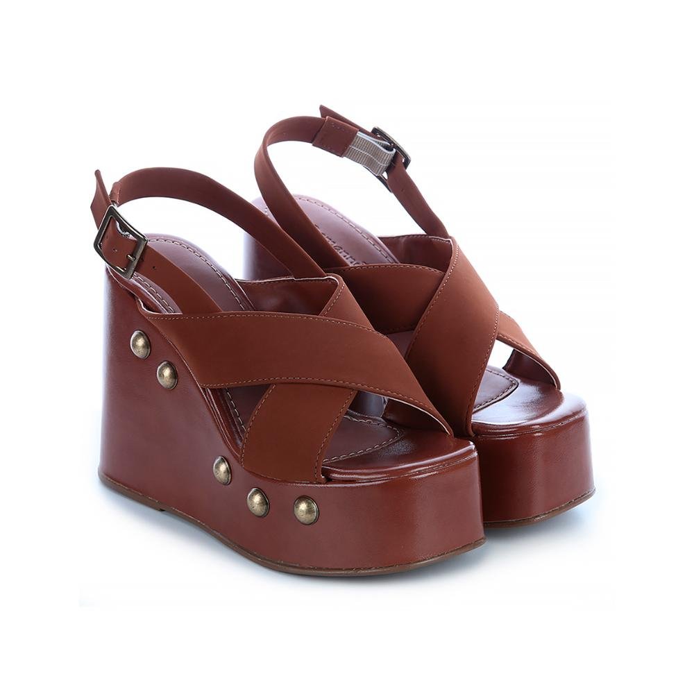 Sandália Plataforma Anabela Naomi Caramelo Caramelo 3