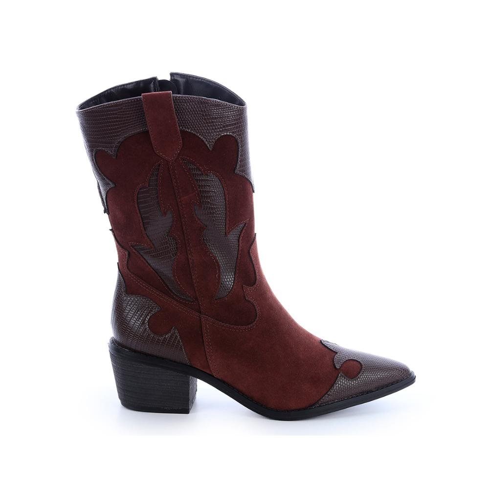 Bota Country Feminina Iza Camurça Marrom Marrom 1
