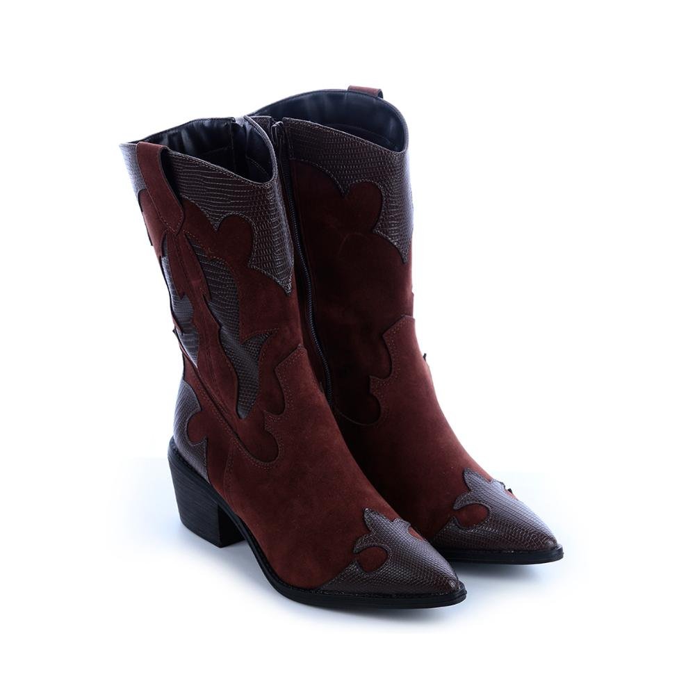 Bota Country Feminina Iza Camurça Marrom Marrom 3