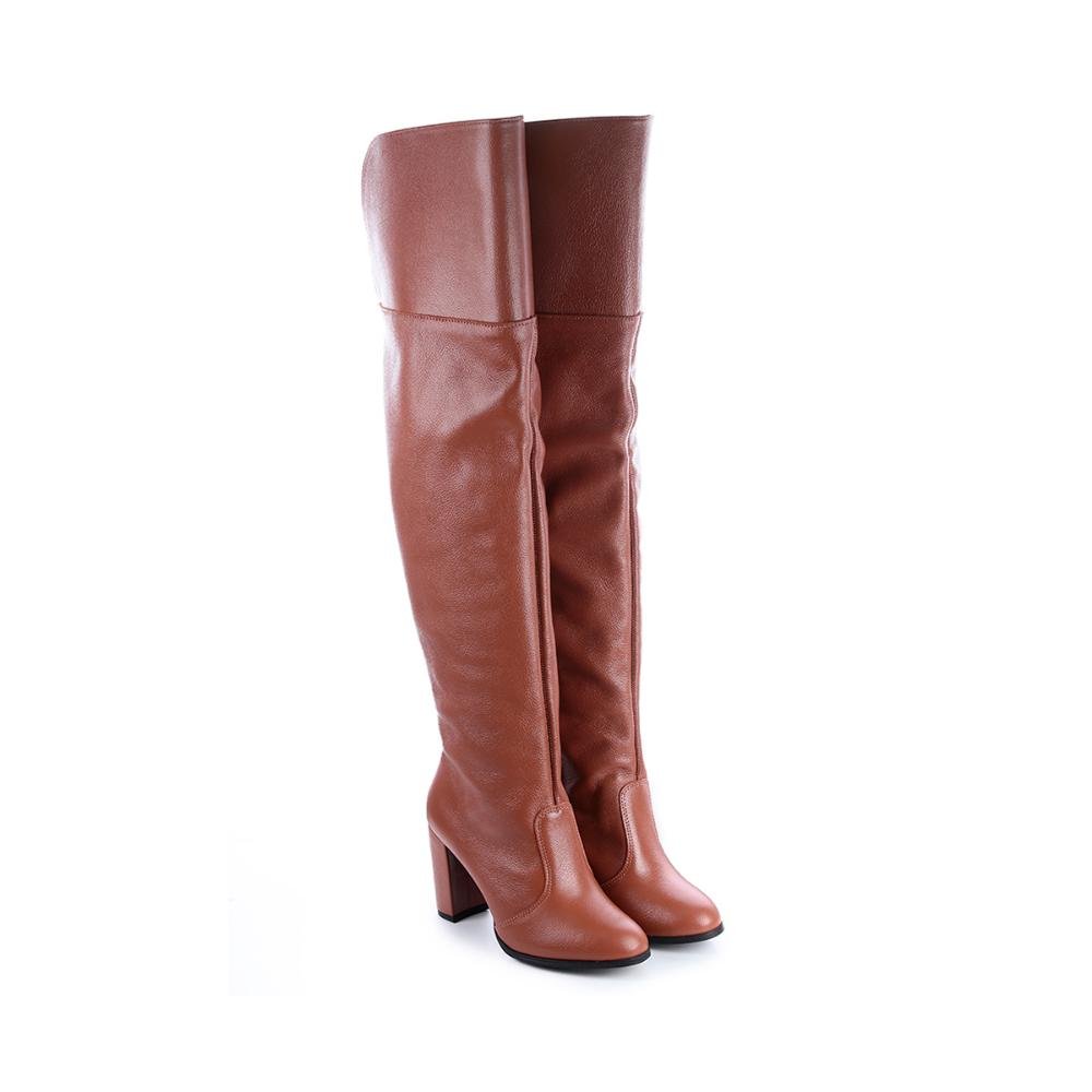 Bota de Couro Legítimo Over The Knee Tina Caramelo Caramelo 4