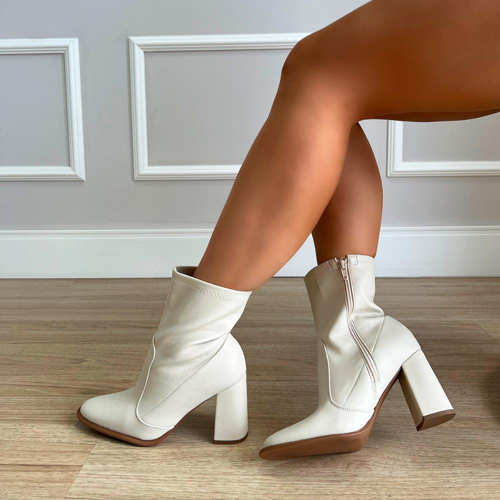 Bota Salto Bloco Julia Off White Off White 2