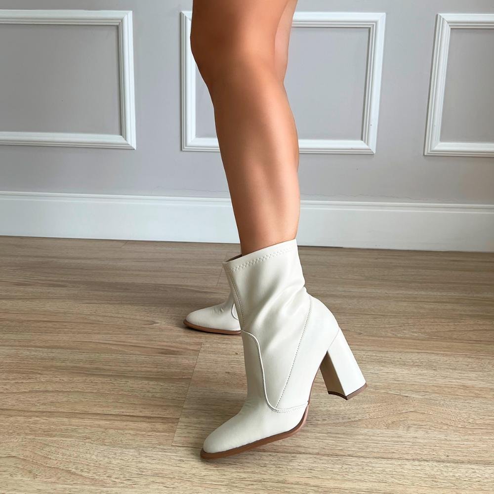 Bota Salto Bloco Julia Off White Off White 7