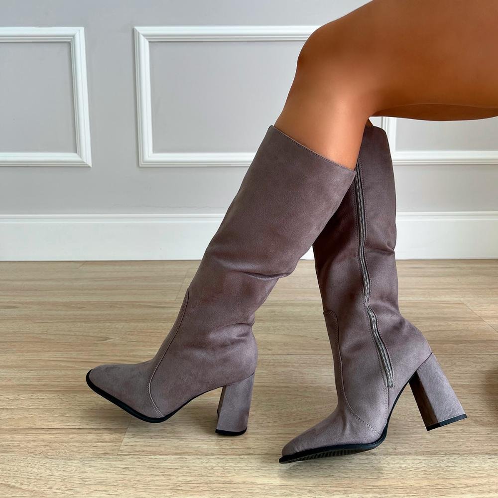 Bota Salto Bloco Carol Cinza Cinza 2