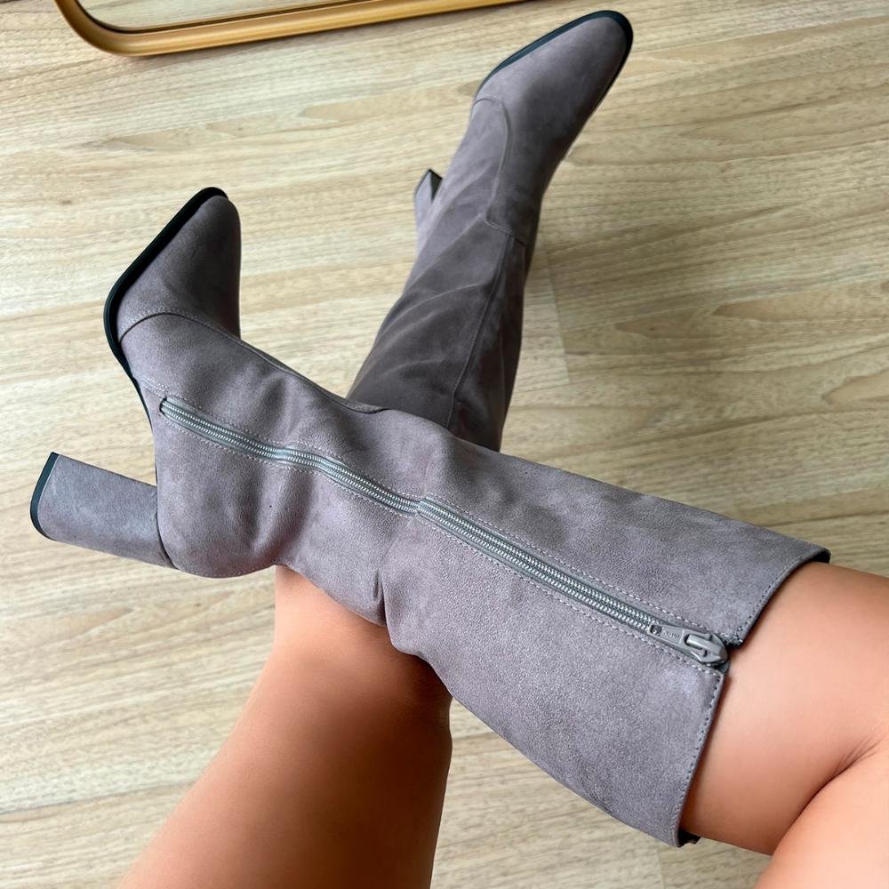 Bota Salto Bloco Carol Cinza Cinza 4