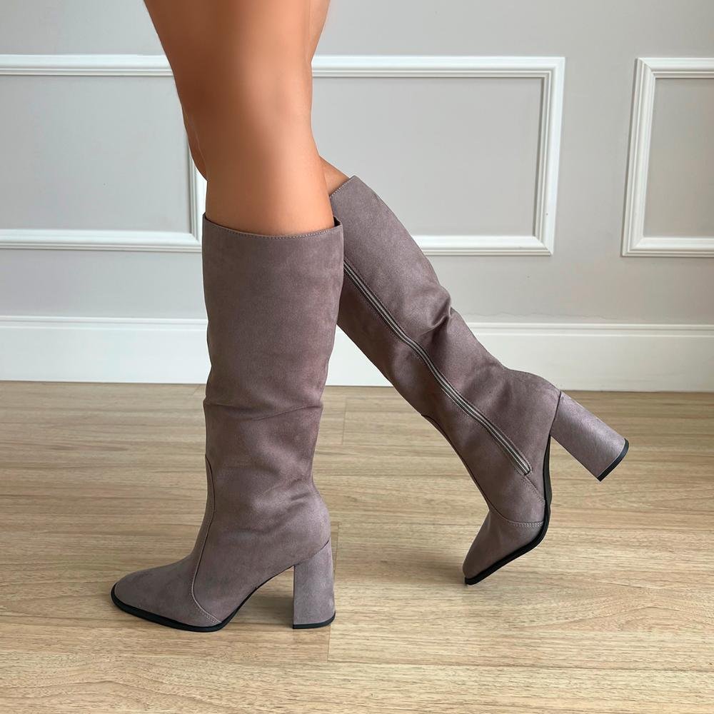 Bota Salto Bloco Carol Cinza Cinza 7