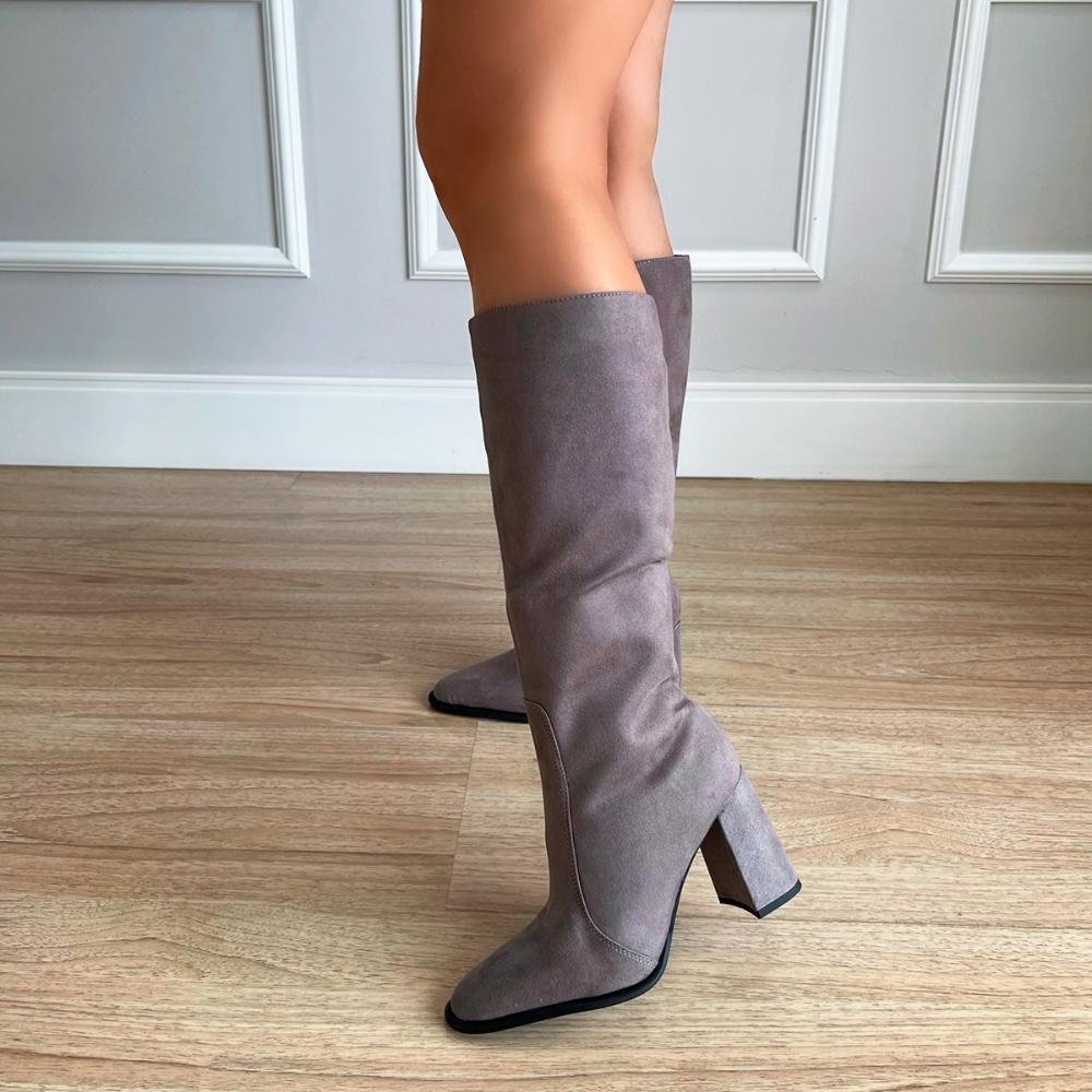 Bota Salto Bloco Carol Cinza Cinza 8