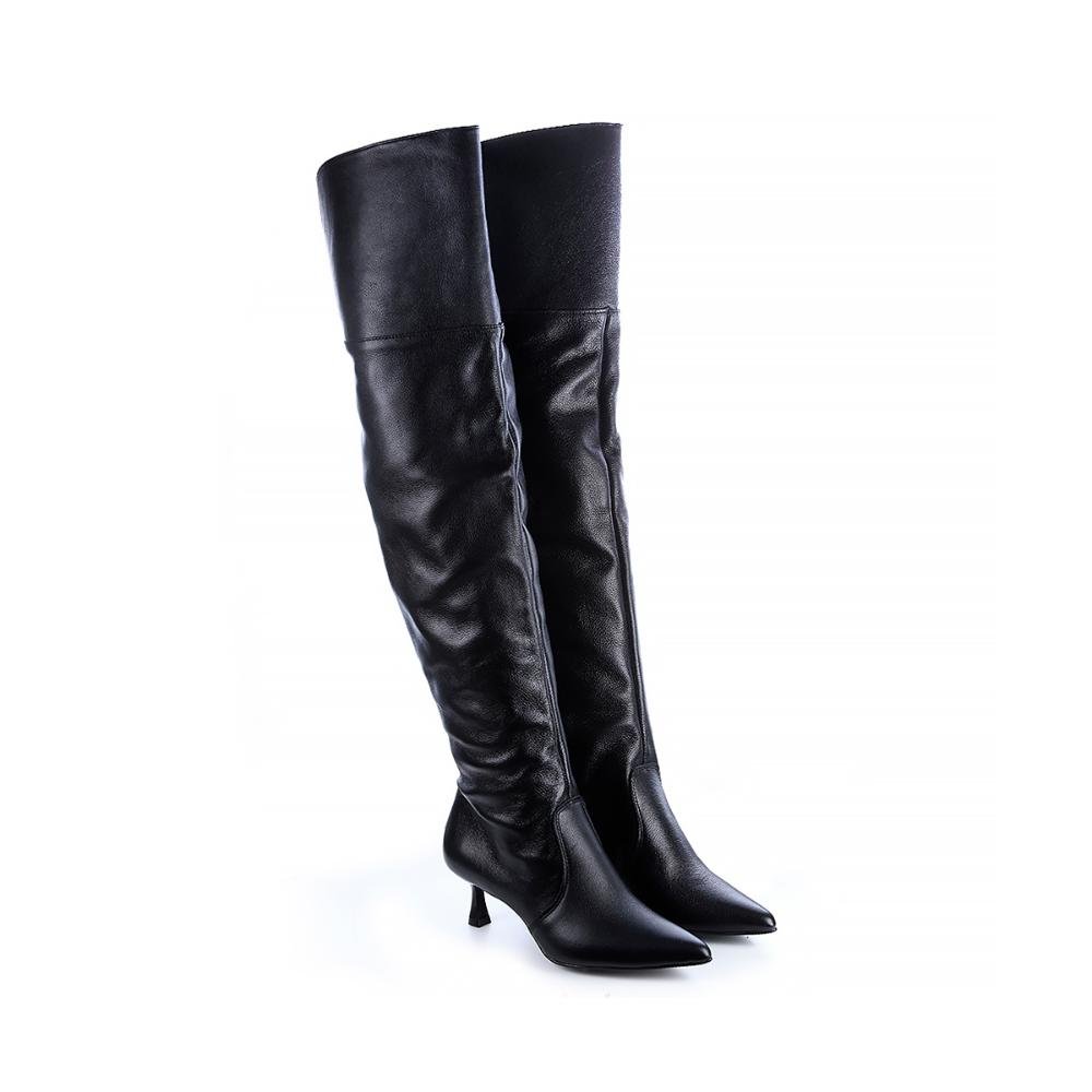 Bota de Couro Legítimo Over The Knee Kayla Preto Preto 3