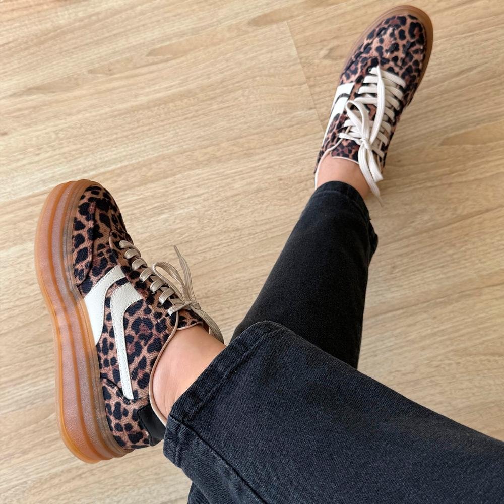 Tênis Plataforma Feminino Danni Onça Onça 2