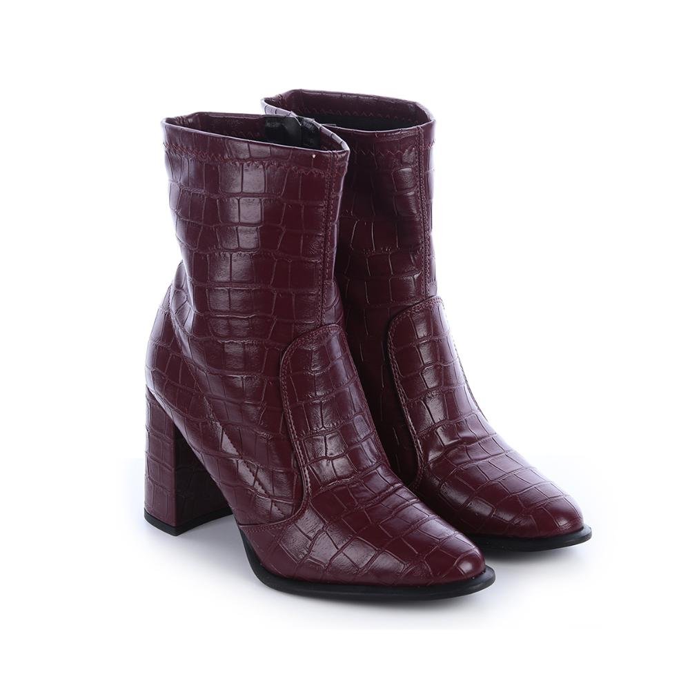 Bota Salto Bloco Julia Bordô Bordô 3