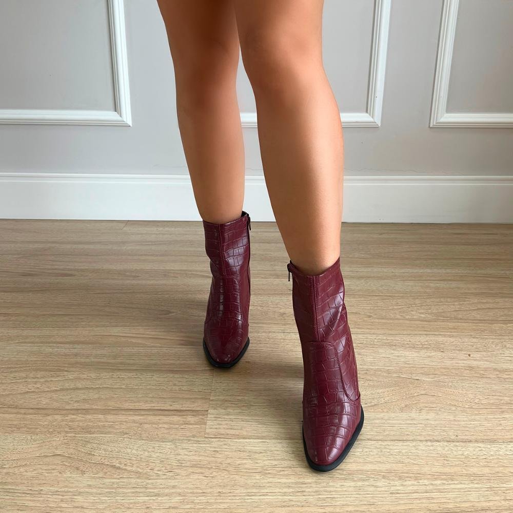 Bota Salto Bloco Julia Bordô Bordô 6