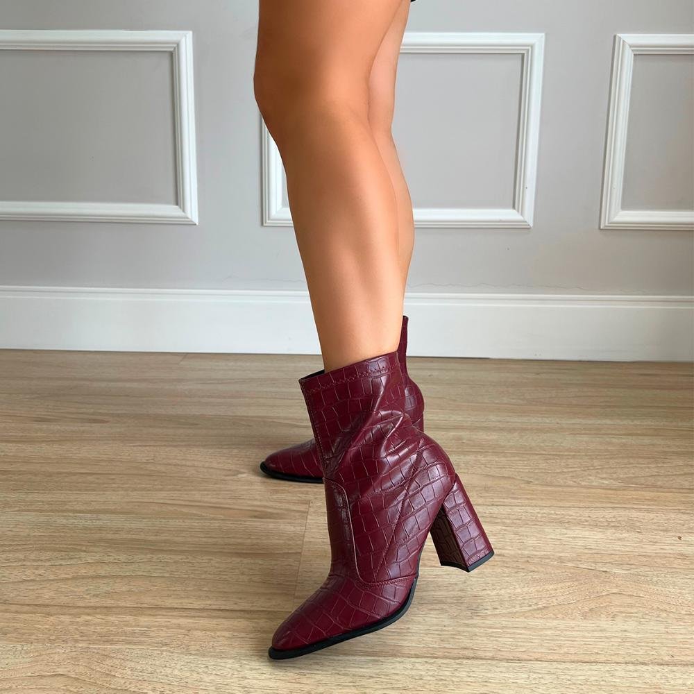 Bota Salto Bloco Julia Bordô Bordô 8