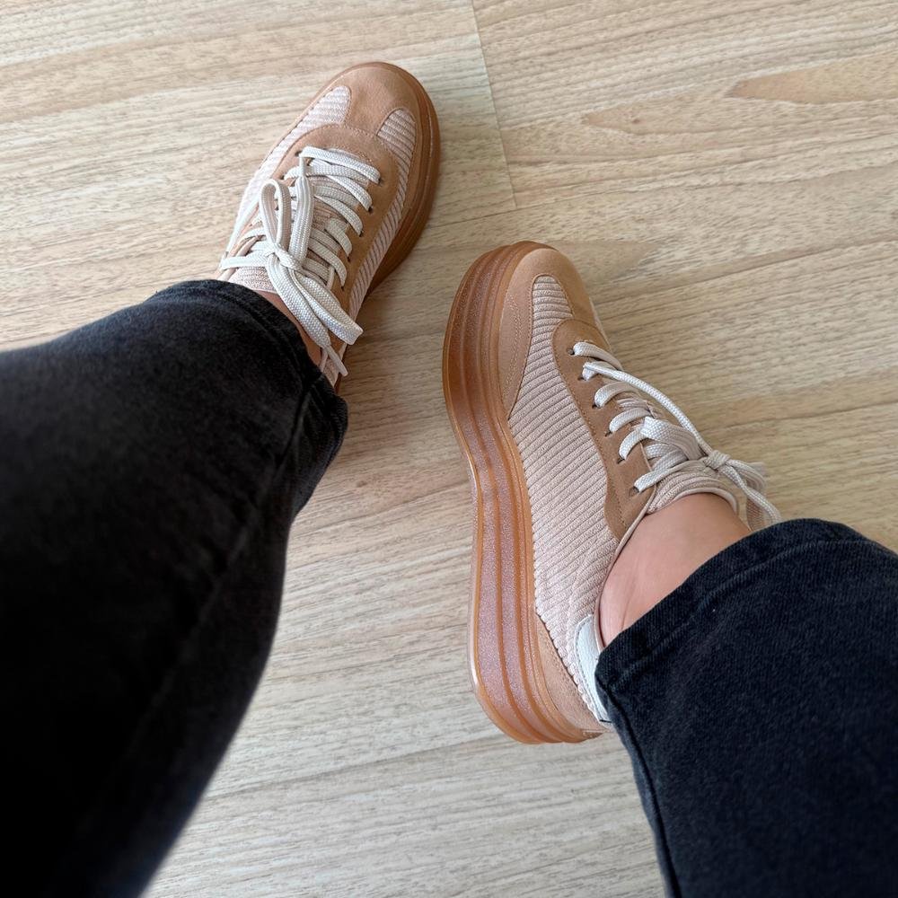 Tênis Plataforma Feminino Jade Bege Bege 4