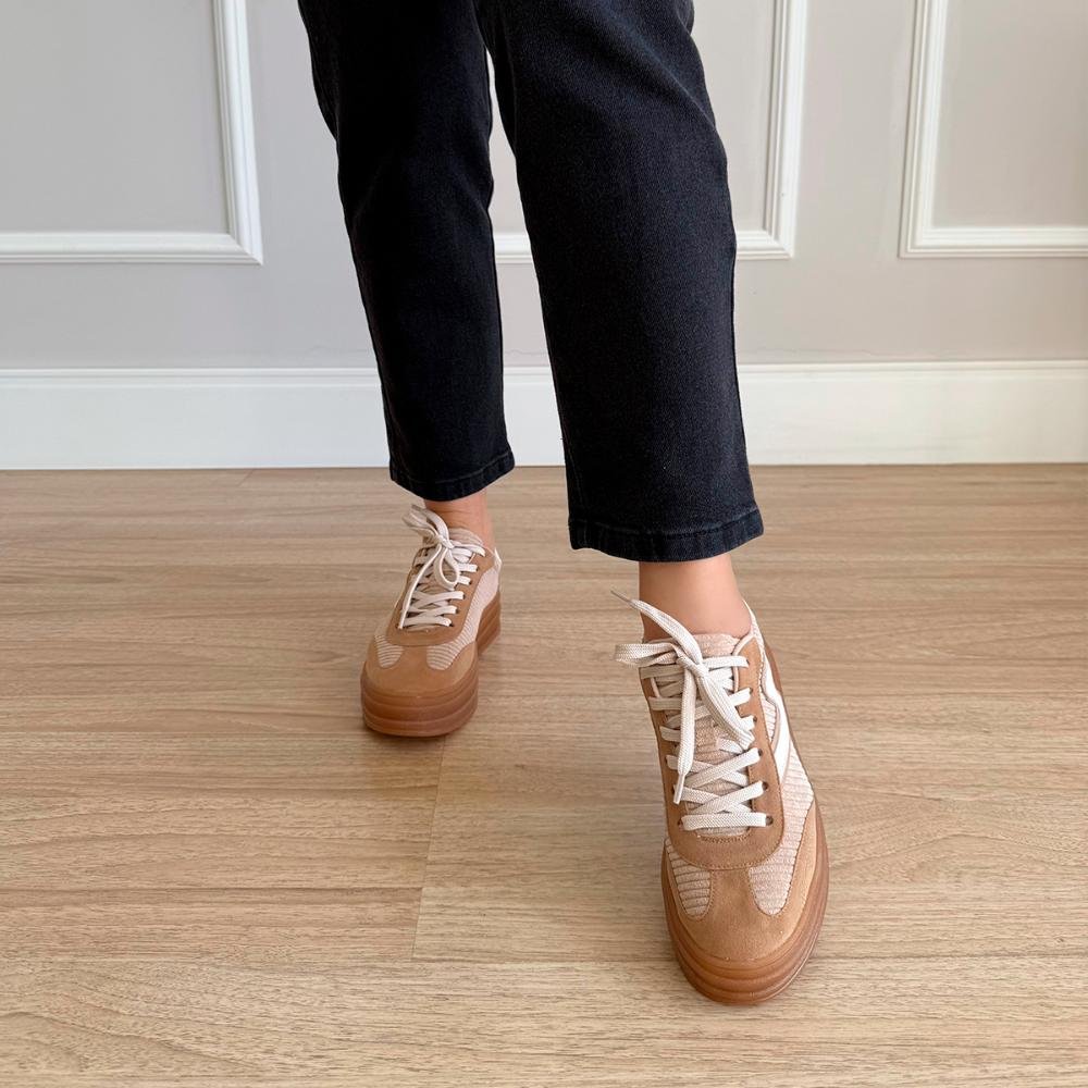 Tênis Plataforma Feminino Jade Bege Bege 7