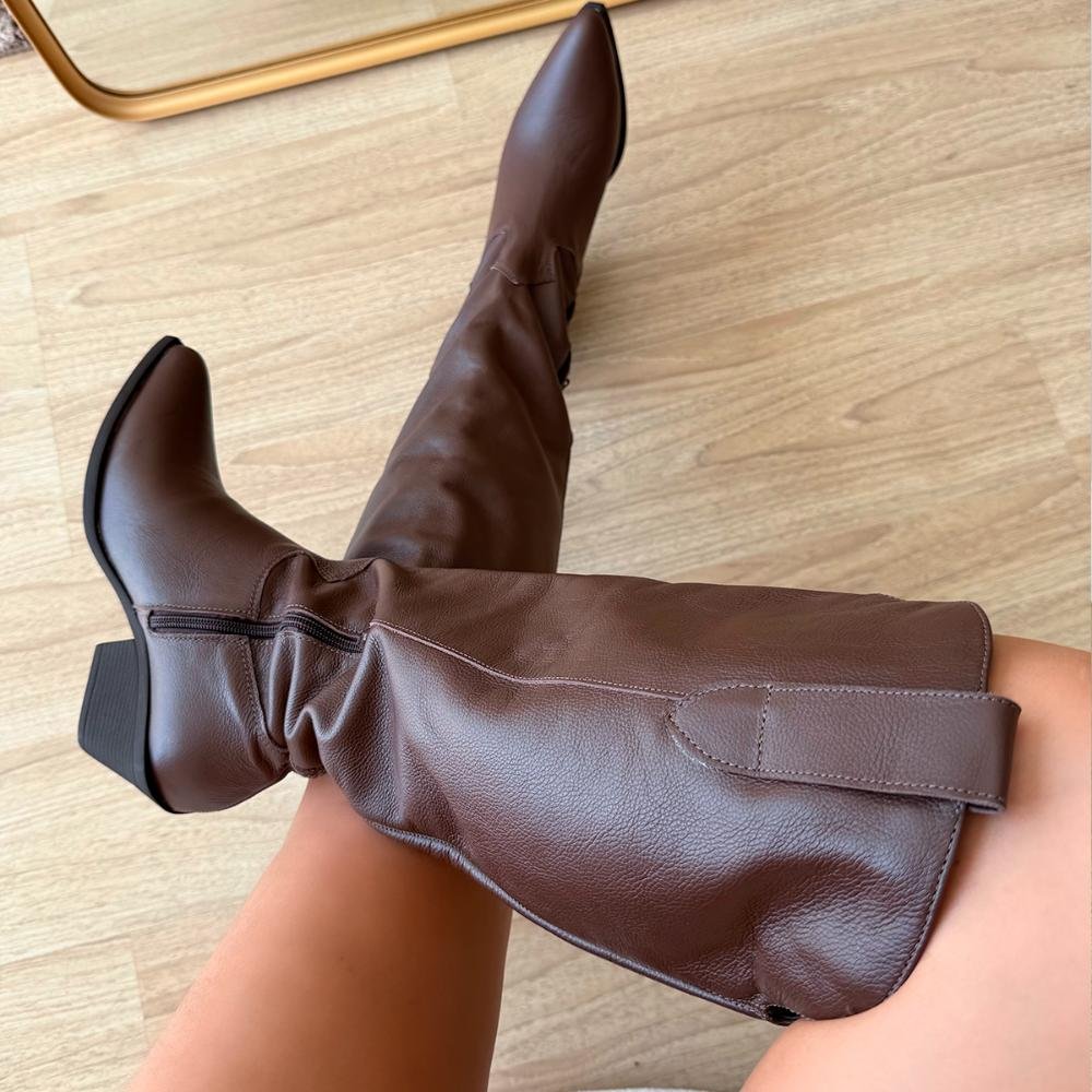 Bota Country Couro Legítimo Giulia Marrom Marrom 2