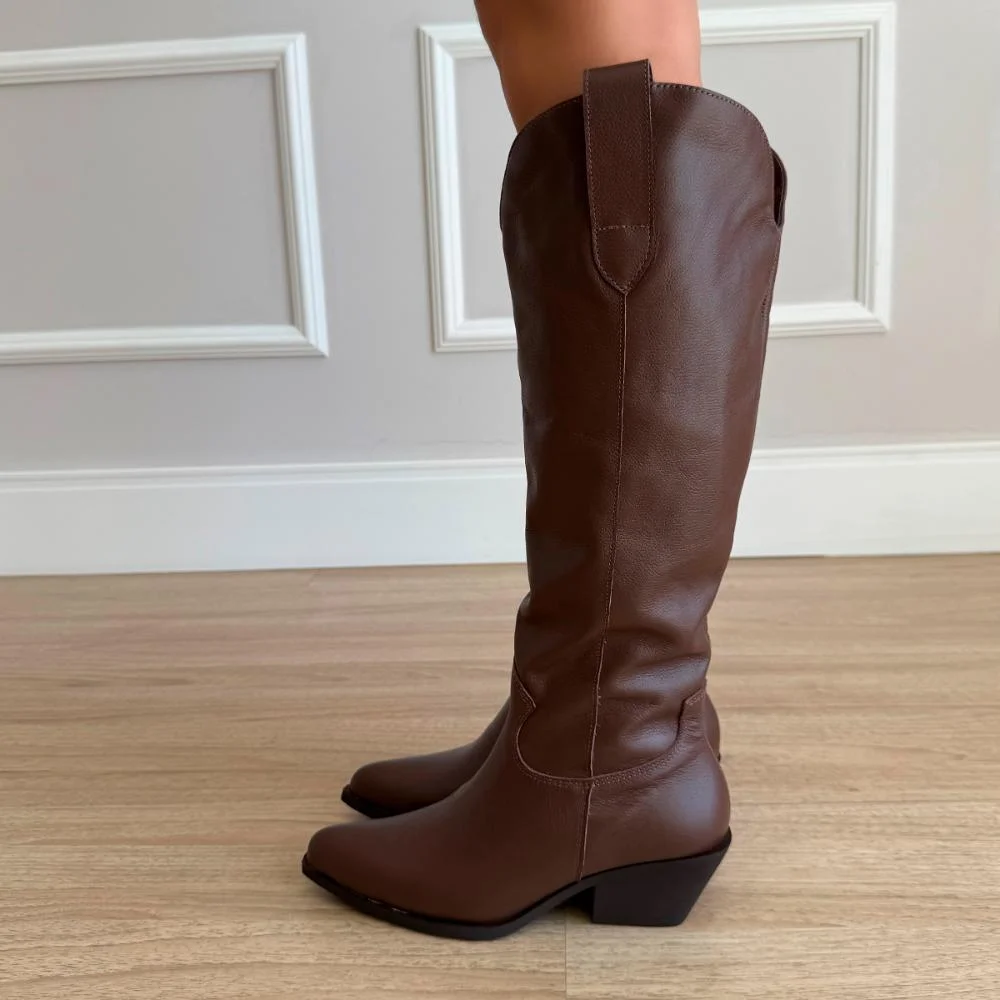 Bota Country Couro Legítimo Giulia Marrom Marrom 4