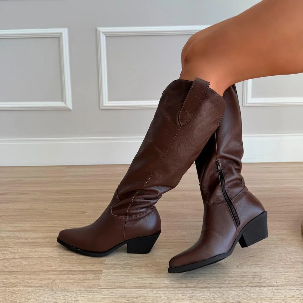 Bota Country Couro Legítimo Giulia Marrom Marrom 5