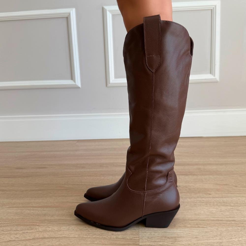 Bota Country Couro Legítimo Giulia Marrom Marrom 4