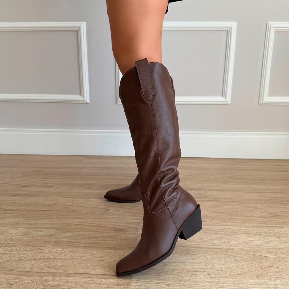 Bota Country Couro Legítimo Giulia Marrom Marrom 6