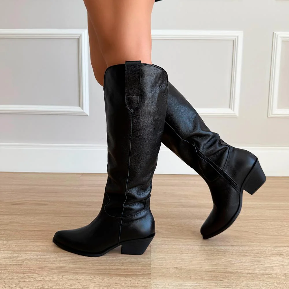 Bota Country Couro Legítimo Giulia Preto Preto 2