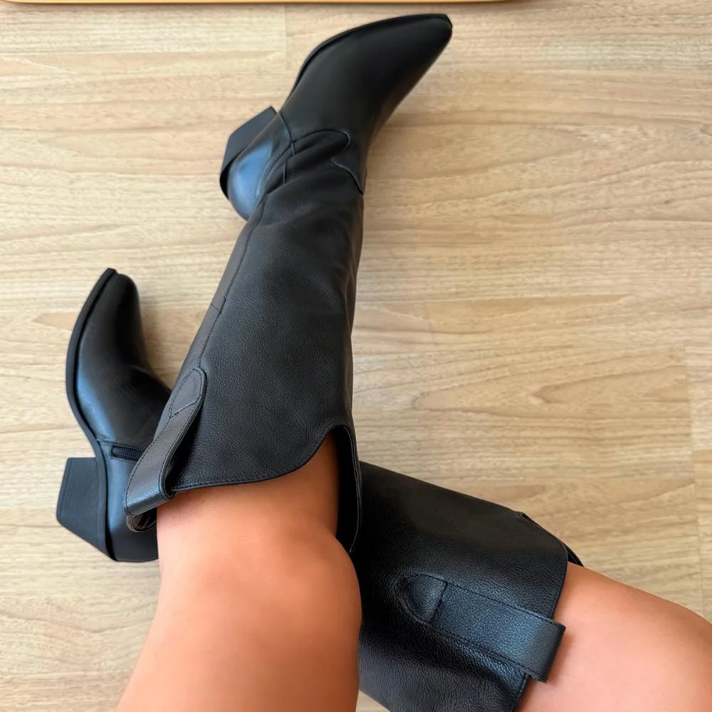 Bota Country Couro Legítimo Giulia Preto Preto 4