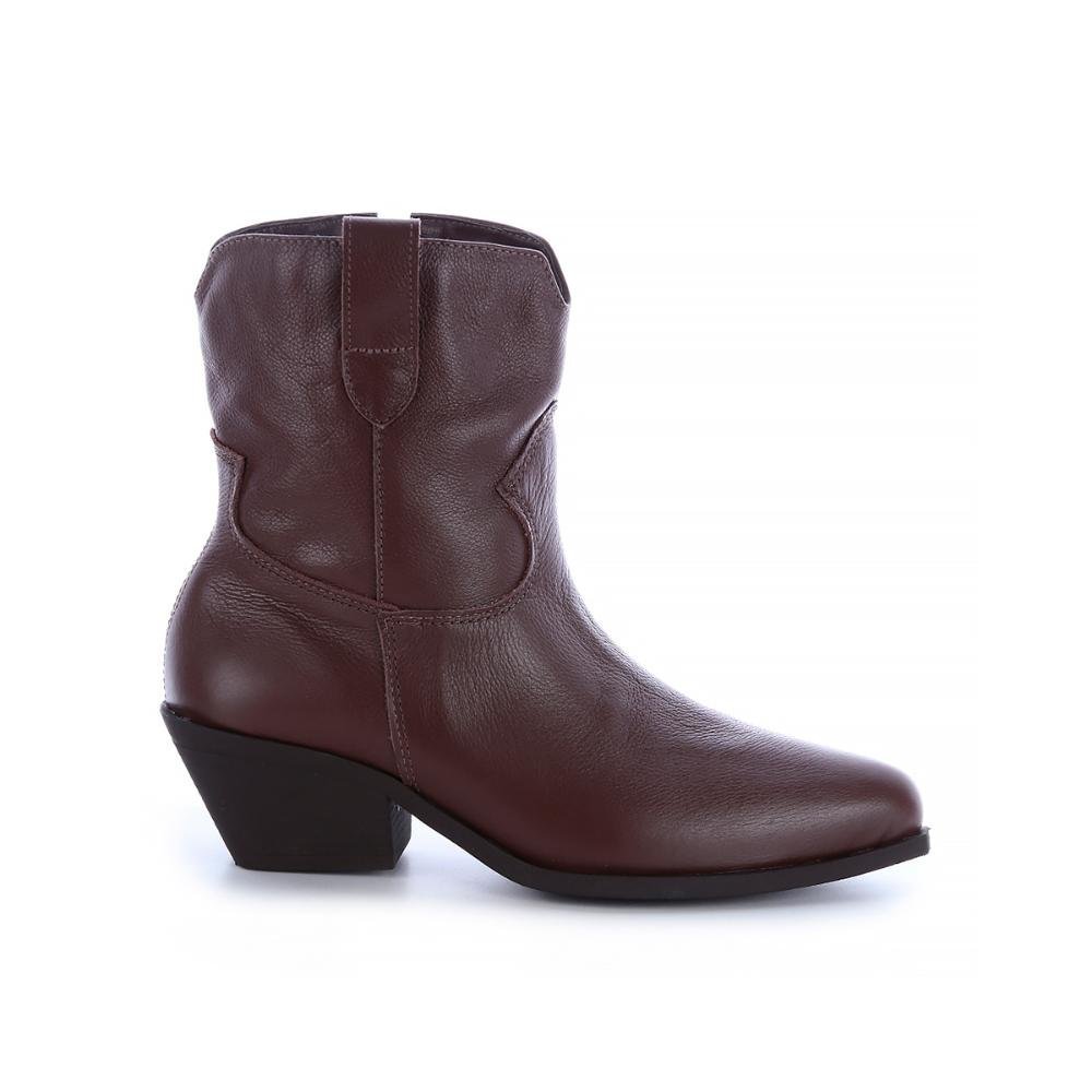 Bota Couro Legítimo Cano Curto Giulia Marrom Marrom 1